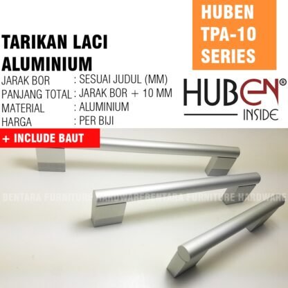 HUBEN TPA-10 192MM TARIKAN LACI HANDLE ALUMINIUM 96 128 160 ANODIZE PINTU LEMARI KABINET DAPUR DRAWER - Gambar 6