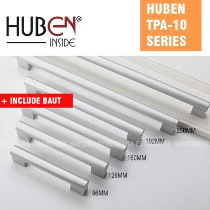 HUBEN TPA-10 192MM TARIKAN LACI HANDLE ALUMINIUM 96 128 160 ANODIZE PINTU LEMARI KABINET DAPUR DRAWER - Gambar 7