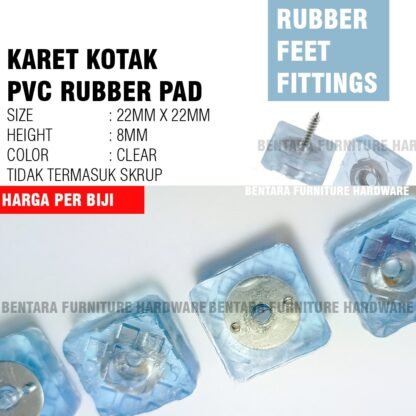 KARET KOTAK 22 X 22MM KARET RING SKRUP UNTUK KAKI KURSI KAKI MEJA - (2.2 X 2.2 CM) CLEAR TRANSLUCENT GASKET PVC RUBBER FEET PAD FURNITURE CHAIR TABLE