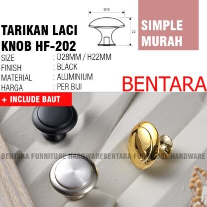 HF-202 TARIKAN KNOB LACI BULAT ALUMINIUM UNTUK MEJA LEMARI DAPUR - MURAH DAN EKONOMIS