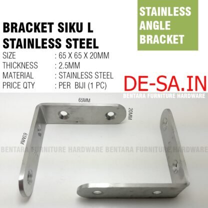 SL-SS 15CM BRAKET SIKU L 6601 STAINLESS 150 x 150 x 25 MM - L-Shaped Angle Bracket Stainless Steel Sudut  Fastener 15 x 15 x 2.5 CM - Gambar 3