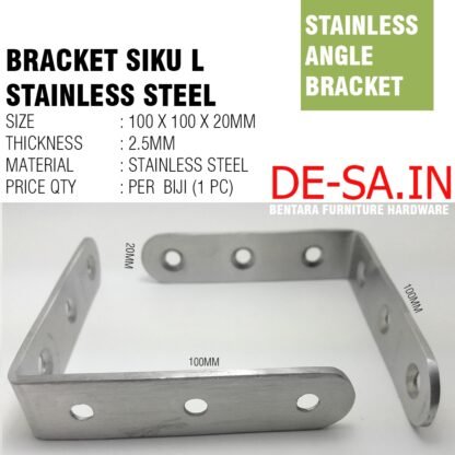 SL-SS 15CM BRAKET SIKU L 6601 STAINLESS 150 x 150 x 25 MM - L-Shaped Angle Bracket Stainless Steel Sudut  Fastener 15 x 15 x 2.5 CM - Gambar 6