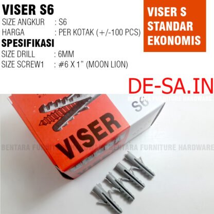 (Box Set) Viser S6 Isi 100 PCS - Viser Standar Angkur Dinding Beton Tembok