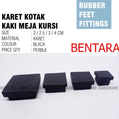 Karet Hitam 4 CM x 4 CM Persegi Kaki Kursi Meja Pipa Holo Hollow -  Protector Rubber Chair Table End Cap Cover Square