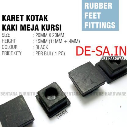 Karet Hitam 4 CM x 4 CM Persegi Kaki Kursi Meja Pipa Holo Hollow -  Protector Rubber Chair Table End Cap Cover Square - Gambar 2