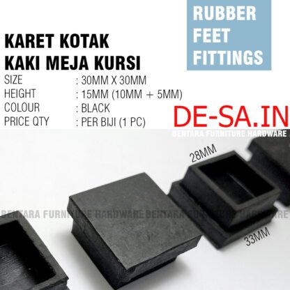 Karet Hitam 4 CM x 4 CM Persegi Kaki Kursi Meja Pipa Holo Hollow -  Protector Rubber Chair Table End Cap Cover Square - Gambar 4