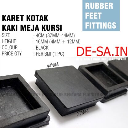 Karet Hitam 4 CM x 4 CM Persegi Kaki Kursi Meja Pipa Holo Hollow -  Protector Rubber Chair Table End Cap Cover Square - Gambar 5