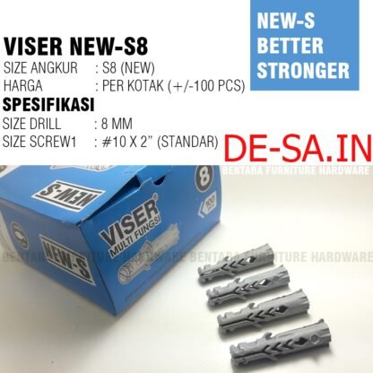 (BOX SET) ANGKUR NEW-S8 Isi 100 PCS -  VISE SKRUP ANCHOR WALL PLUG DINDING TEMBOK ANGKUR VISE-R VISERISME