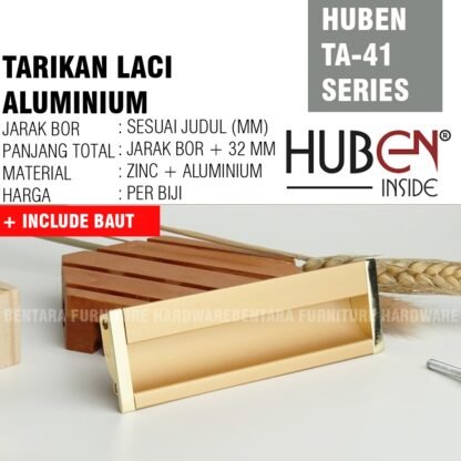 HUBEN TA-41 TARIKAN LACI TANAM ALUMINIUM 64 96 128 160 ANODIZE GOLD BLACK PINTU LEMARI KABINET DAPUR - Gambar 3