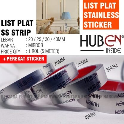 (1ROL 5METER) HUBEN LP-STICK 50MM LIST PLAT STRIP STAINLESS STICKER - PEREKAT 10/15/ 20 / 25 / 30 / 40MM (2 / 3 / 4 CM) GOLD MIRROR - Gambar 4