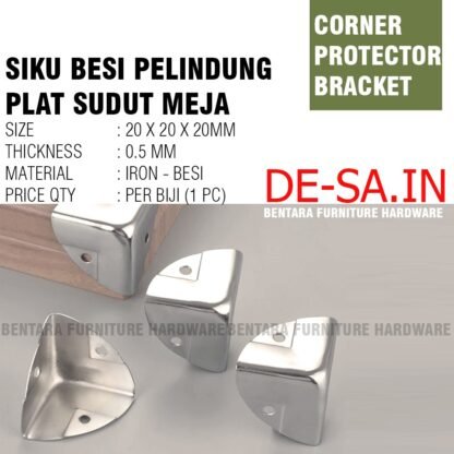 20MM PS-M PLAT SIKU MEJA Besi Pelindung Sudut Meja Peti Kotak Box - Table Corner Protector Bracket Braket