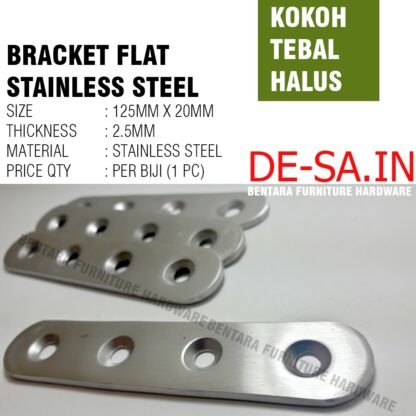 PO-SS 12.5CM PLAT OVAL STAINLESS LURUS 125MM x 20MM - Rata Lurus Bracket Flat Reparasi Joint Fixing Repair Steel