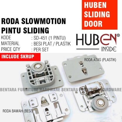 HUBEN SD-451 (1 PINTU ) - RODA PINTU SLIDING SLOW-MOTION DOOR PINTU GESER