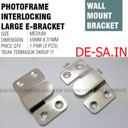 2 x LARGE BRAKET E Cantolan Bingkai Foto Figura Gantung E Bracket Wall Flush Mount Photoframe Plat