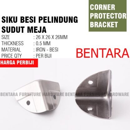 26MM PS-M PLAT SIKU MEJA Besi Pelindung Sudut Meja Peti Kotak Box - Table Corner Protector Bracket Braket