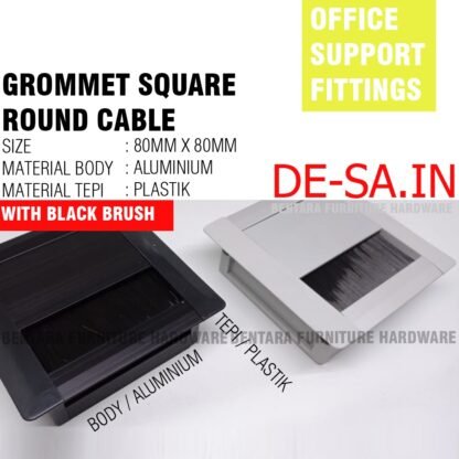 80 MM SQUARE GROMMET ALUMINIUM - LUBANG KABEL LOGAM PERSEGI KOTAK MEJA KERJA BELAJAR KANTOR OFFICE (80MM x 80MM) 8 CM