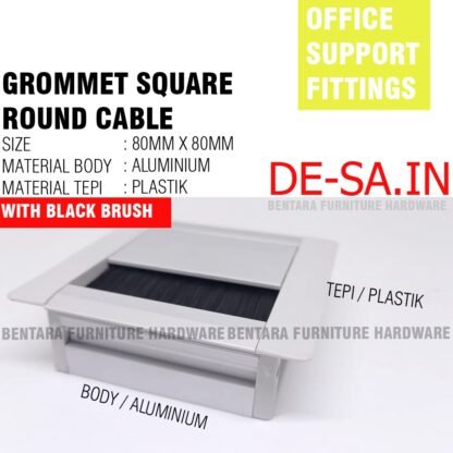 80 MM SQUARE GROMMET ALUMINIUM - LUBANG KABEL LOGAM PERSEGI KOTAK MEJA KERJA BELAJAR KANTOR OFFICE (80MM x 80MM) 8 CM - Gambar 3
