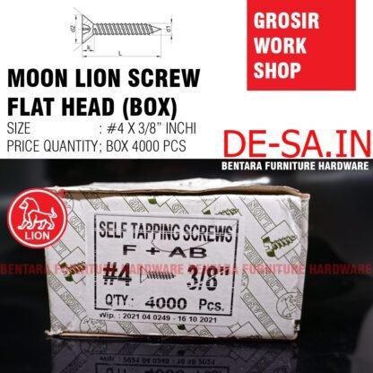 (GROSIR) #4 x 9MM MOON LION BOX GS-ML 4000 PCS Skrup Self Tapping Screw (Sekrup Lion #4 X 3/8") (WORKSHOP)