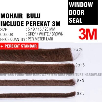 Window Door Seal Strip (INCLUDE PEREKAT 3M DOUBLE TAPE) Moher Mohair Bulu Peredam Pintu Jendela - Gambar 3