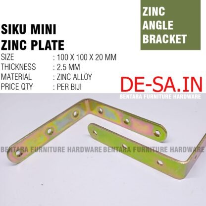 100MM SL-BE SIKU L BESI 10CM TEBAL BRAKET SIKU ZINC PLATE 100 x 100 x 18MM - Steel L-Shaped Angle Zinc Plate Bracket Fastener Rak Ambalan