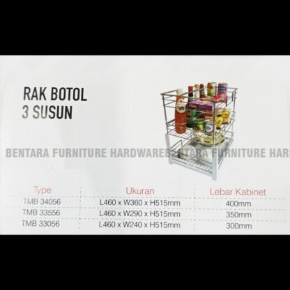 40 CM TWIN RACK TMB 34056 / WW-010A RAK PIRING RAK DAPUR DALAM KABINET BAWAH BESI CHROME KITCHEN SET BOTTOM UNIT CABINET - Gambar 2