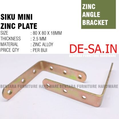 80MM SL-BE SIKU L BESI 8CM BRAKET SIKU ZINC PLATE 80 x 80 x 18MM - Steel L-Shaped Angle Zinc Plate Bracket Fastener Rak Ambalan