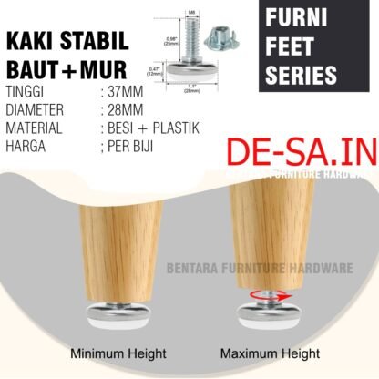 Baut M8 Kaki Stabil Sofa & Meja - Furniture Feet Adjuster - Gambar 3