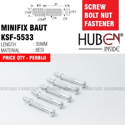 HUBEN KSF-5533-9 BAUT SKRUP 35MM UNTUK MINIFIX KNOCKDOWN