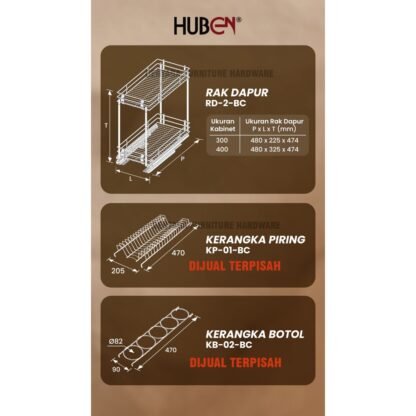 HUBEN RD-2 300 RAK DAPUR 30CM PIRING GELAS BOTOL BUMBU DAPUR BAWAH DALAM KABINET UNIT BOTTOM CABINET KITCHEN SET - Gambar 3