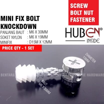 HUBEN MINIFIX SET KOMPLIT CASING + BAUT + SOKET - KNOCKDOWN