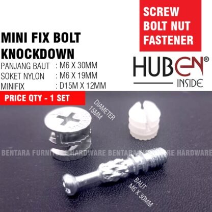 HUBEN MINIFIX SET KOMPLIT CASING + BAUT + SOKET - KNOCKDOWN - Gambar 2