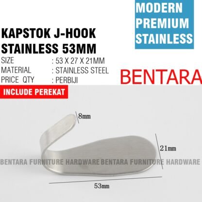 53MM KAPSTOK OVAL STAINLESS DENGAN PEREKAT  - Hook Cantolan Gantungan Handuk Hook Baju