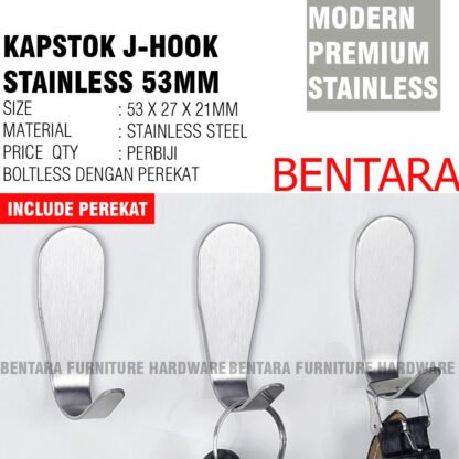 53MM KAPSTOK OVAL STAINLESS DENGAN PEREKAT  - Hook Cantolan Gantungan Handuk Hook Baju - Gambar 2