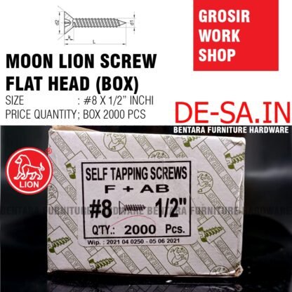 (GROSIR) #8 x 12 MM GS-ML MOON LION BOX 2000 PCS Skrup Tapping Screw (Sekrup #8 X 1/2") (WORKSHOP)