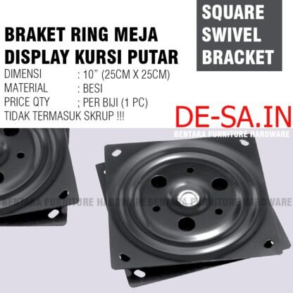 25CM Braket Ring Meja Putar Besi Persegi 10 Inchi - Kursi Etalase Display Kue Lazy Susan Kolaher