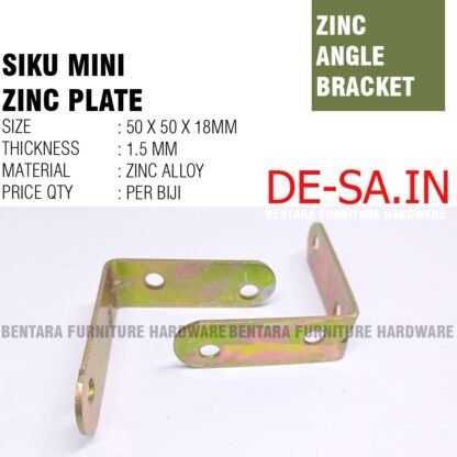 50MM SL-BE SIKU L BESI 5CM  BRAKET SIKU MINI ZINC PLATE 50 x 50 x 18MM - Steel L-Shaped Angle Zinc Plate Bracket Fastener Rak Ambalan 5 x 5 x 1.8 CM