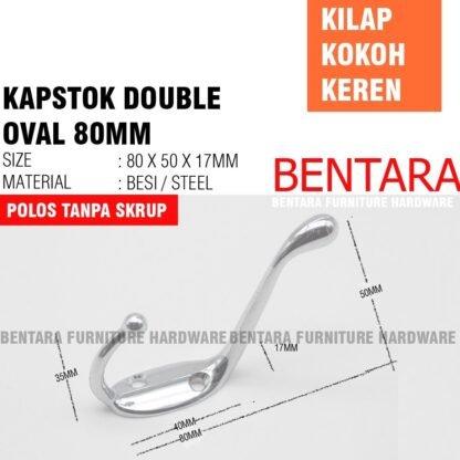 KAB.S80-2 KAPSTOK BESI S-HOOK 80MM OVAL DOBEL VERTIKAL DUA KAIT -  Hook Capstock Cantolan Gantungan Baju