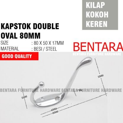 KAB.S80-2 KAPSTOK BESI S-HOOK 80MM OVAL DOBEL VERTIKAL DUA KAIT -  Hook Capstock Cantolan Gantungan Baju - Gambar 2
