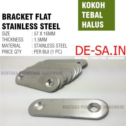 6 CM PLAT STAINLESS OVAL 57x16 MM - Rata Lurus Bracket Flat Reparasi Joint Fixing Repair  STEEL - Gambar 2