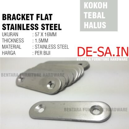 6 CM PLAT STAINLESS OVAL 57x16 MM - Rata Lurus Bracket Flat Reparasi Joint Fixing Repair  STEEL - Gambar 3