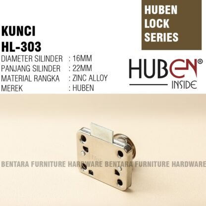 HUBEN HL-303 KUNCI LACI EKONOMIS KEY LOCK DRAWER FURNITURE - Gambar 2