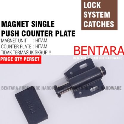 MS-31 MAGNET SINGLE + PUSH - KECES PINTU KACA KABINET PUTIH WHITE - Single Magnetic Latch / Catch for Glass Door - Gambar 3