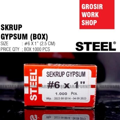 (BOX = 1000PCS) SUNRAY/STEEL #6 X 1" SKRUP SEKRUP GIPSUM 2.5 CM (25MM) GYPSUM DRYWALL SCREW (GROSIR)