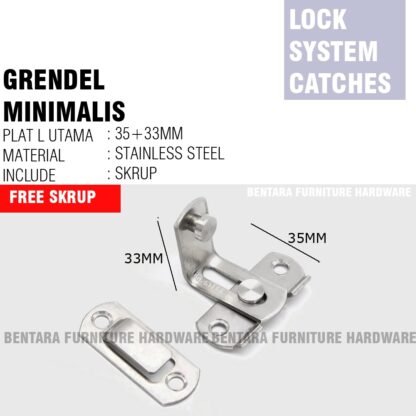GRENDEL KAIT MINIMALIS 2 INCHI / 3 INCHI  STAINLESS STEEL Pengaman Pintu