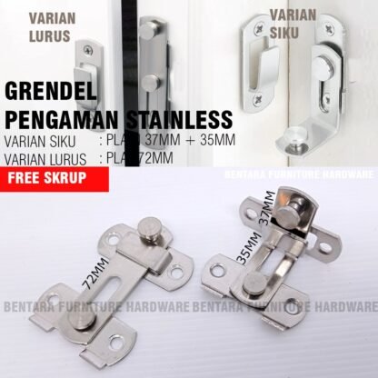 GRENDEL KAIT MINIMALIS 2 INCHI / 3 INCHI  STAINLESS STEEL Pengaman Pintu - Gambar 4