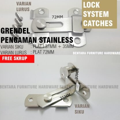 GRENDEL KAIT MINIMALIS 2 INCHI / 3 INCHI  STAINLESS STEEL Pengaman Pintu - Gambar 5