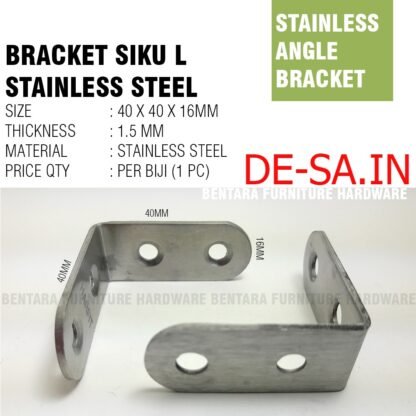 40MM SL-SS SIKU L STAINLESS 4CM STEEL ZINC PLATE BRAKET SIKU MINI 40 x 40 MM - L-Shaped Angle Bracket Fastener