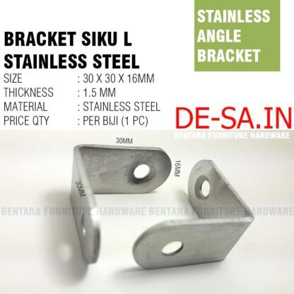 30MM SL-SS SIKU L STAINLESS 3CM Steel BRAKET SIKU MINI 30 x 30 MM - L-Shaped Angle Bracket Fastener
