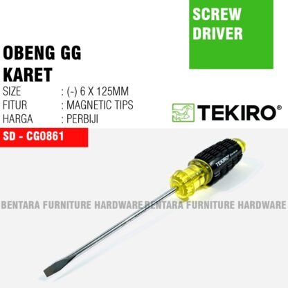 TEKIRO OBENG GAGANG KARET KUNING (-) 6 X 125 /SD-CG8061 / TOOLS - ALAT PERKAKAS