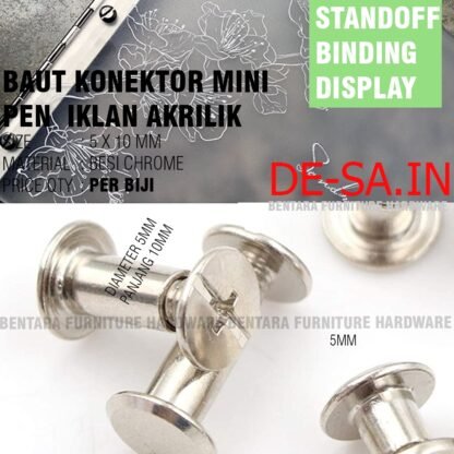 PEN IKLAN 5 x 10 MM MINI CONNECTING CHICAGO BOLT - Baut Konektor SambungBinding Free Stand Meja Board Sign Stand-off (Pamflet - Gambar 2